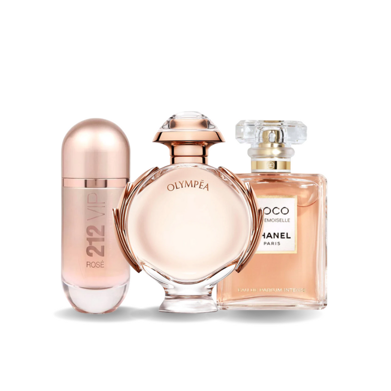 Set de 3 parfumuri | Carolina Herrera 212 VIP ROSÉ, Paco Rabanne OLYMPÉA a Chanel COCO MADEMOISELLE 100 ml
