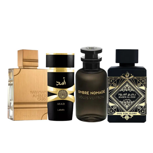 Set de 4 parfumuri | Oud For Glory, Asad, Ombre Nomade, Amber Oud 100ml