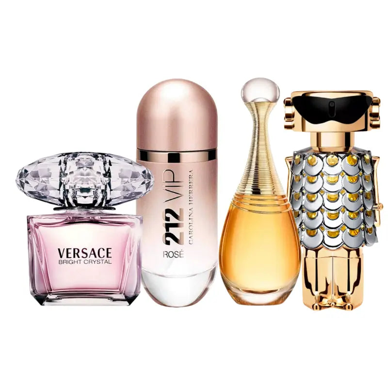Set de 4 parfumuri | Jadore, 212 Vip Rose, Fame, Bright Crystal